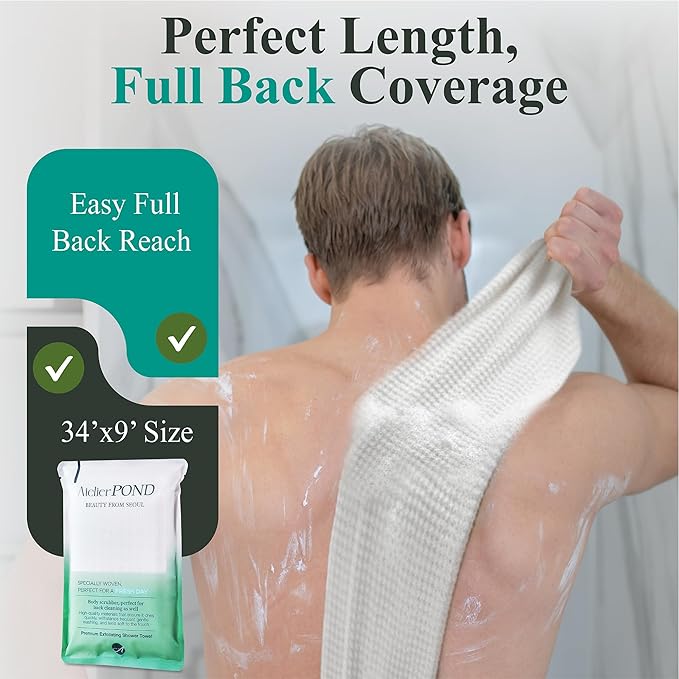 Korean Exfoliating Washcloth – Exfoliating Shower Towel Body Scrub Cloth for Deep Cleansing, Dead Skin Removal & Smooth Skin (Fresh Green – Deep Exfoliation)