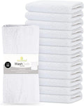 GOLD TEXTILES 12 Pack Economy White Washcloths Set (12x12 inches) - Cotton Blend Commercial Grade Cleaning Rags, Quick Drying & Soft Face Cloths, Fingertip Towels for Bathroom, Spa, Gym, and Kitchen