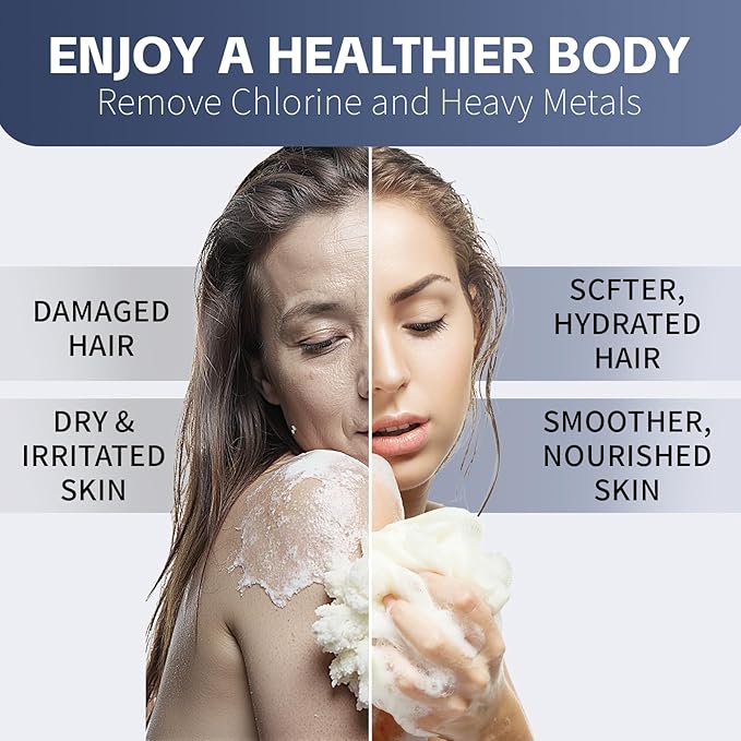 Shower Head Filter Shower Water Filter - Filters Out Oxidants & Heavy Metals, Hydrogen Sulfide, Reduces Frizz, Soothes the Scalp, Softens the Skin for Shower Filtration - Suitable for Sensitive Skin