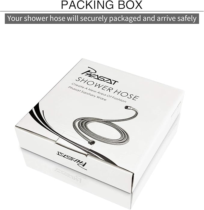 PHASAT 118-Inch Extra Long Indoor Outdoor Shower Tube Replacement Stainless Steel Handheld Shower Hose,Chrome,A3107C-3.0