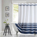 Blue and White Striped Shower Curtain 72x78 Inches, Waterproof Fabric with Modern Gradient Lines, 12 Rustproof Grommets & Weighted Hem