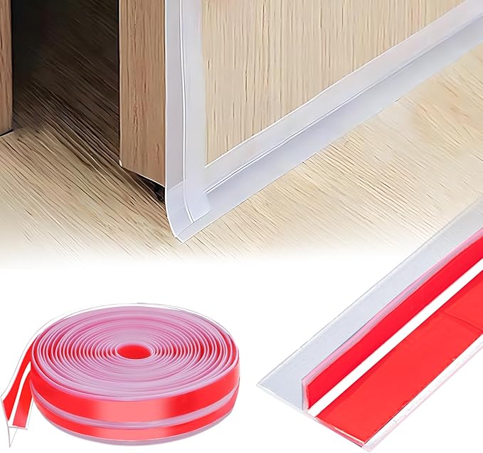 2024 Updated 29.5Ft T-Shaped Clear Weather Stripping Door Seal, Door Draft Stopper Silicone Seal Strip, Door Weather Stripping for Doors Windows and Shower Glass Gaps (29.5 Ft)