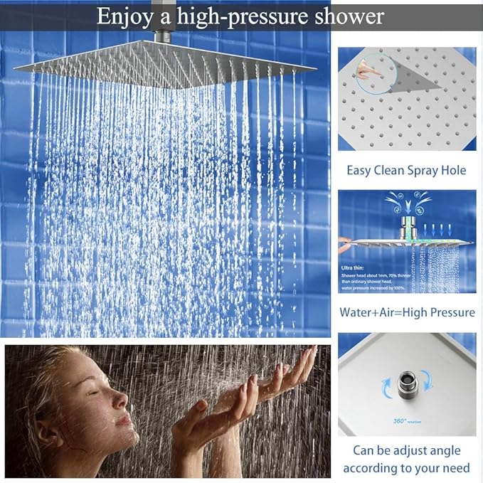 Shower Faucet Set Brushed Nickel Shower System, Knob Switch Diverter Shower Faucet with High Pressure Handheld Spray, Ceiling Mount 10 Inch Shower Head with 6 Inch Wall Mount Shower Head