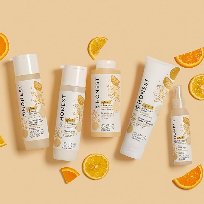 The Honest Company 2-in-1 Cleansing Shampoo Body Wash Gentle for Baby Naturally Derived Tear-free Hypoallergenic Citrus Vanilla Refresh 10 fl oz