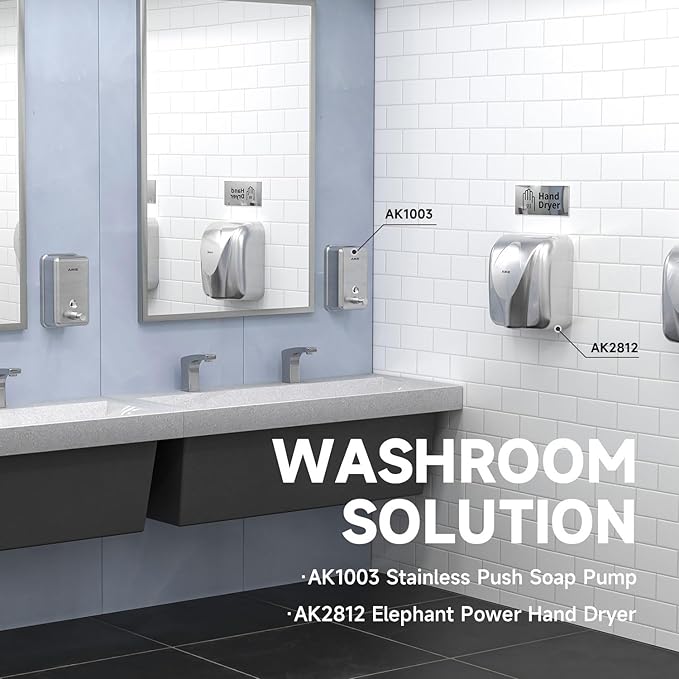 AIKE 37oz Surface Mount Stainless Steel Soap Dispenser for Commercial,Polished Stianless Steel Finish Model AK1003