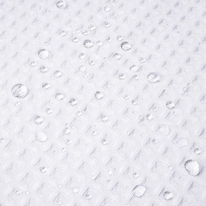 River Dream Stall Heavyweight No Hooks Required Dotted Waffle Weave Shower Curtain with Snap in Liner- 54W x 80H,Hotel Grade,Spa Like Bath Curtain,White