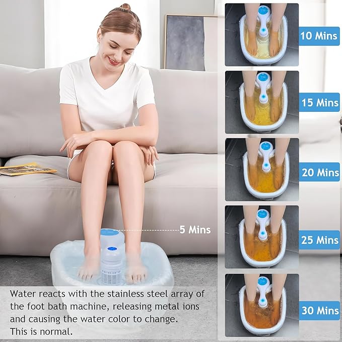 Ionic Foot Bath Detox Machine 3.0, Ionic Foot Spa for Home Detox with an Auto Start-Stop Control Unit, 2 Powerful Arrays, Foot Soaking Tub & 80 Liners