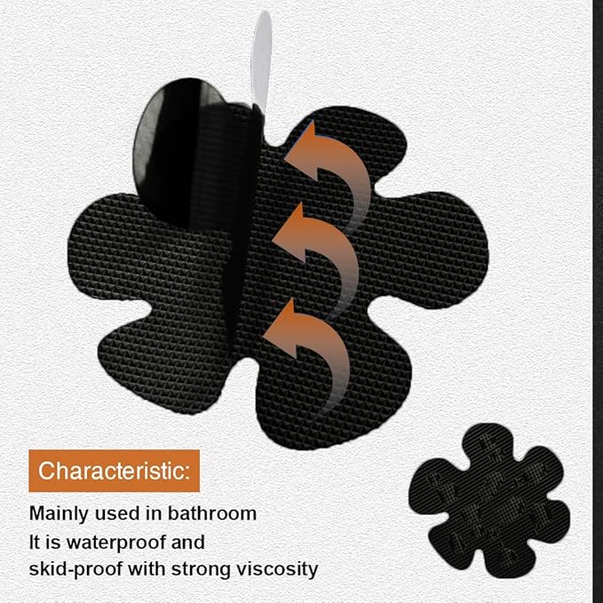 Bathtub Stickers Non-Slip, 24PCS Safety Shower Treads Adhesive Appliques with Premium Scrape (Black)