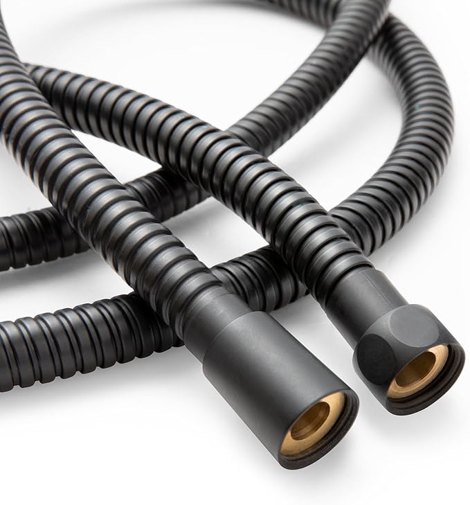 OFFO Shower Hose High Flow 0.43” Large Bore, Kink Free Stainless Steel Shower Head Hose Replacement G1/2”, Leak-proof Extra Long Flex Handheld for Pet Bathing Cleaning, 60 in Matte Black