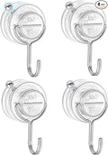 Suction Cup Hooks for Shower, Upgrade Clear Suction Towel Hooks Heavy Duty Removable Bathroom Suction Hooks for Shower Tile Wall Glass Door Window 4 Pack