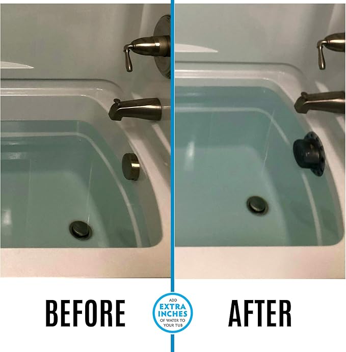 SlipX Solutions Bottomless Bath Overflow Drain Cover for Tub, Adds Inches of Water to Bathtub for a Warmer Deeper Bath, Spa Accessories, Drain Block, Water Stopper Plug (4 inch Inner Diameter, Gray)