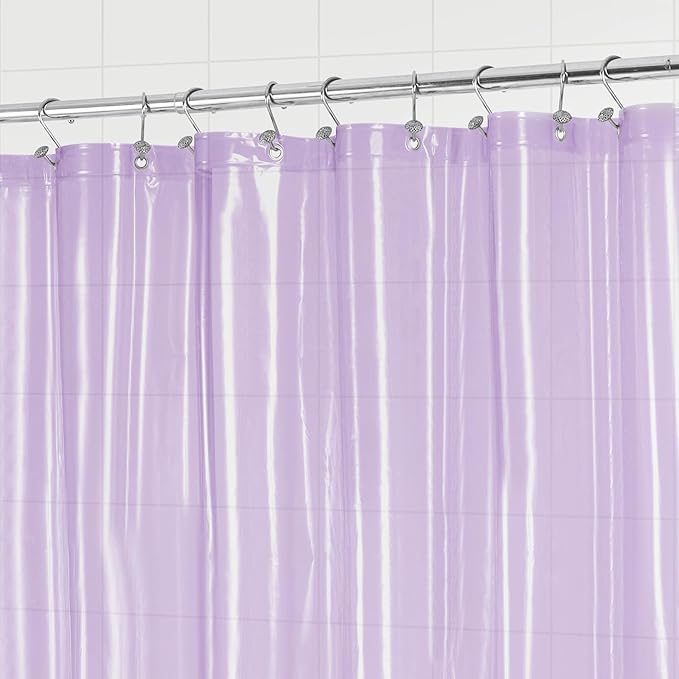 Barossa Design Clear Lavender Long Shower Curtain Liner 78" Height - 3 Magnets & Waterproof Lightweight PEVA Shower Liner for Bath Tub, PVC Free, Metal Grommets, Clear Lavender, 72x78