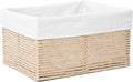 GYASVWU Hand-Woven Paper Rope Storage Baskets,Rectangular Wicker Baskets for Organizing,Decorative Woven Basket for Storage,Shelf Basket for Living Room,Storage Baskets for Pantry (Beige - Small)
