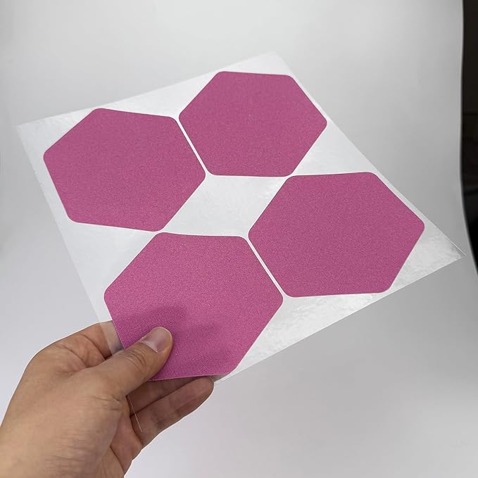 S&X 24 Pcs Non Slip Bathtub Stickers (Large 4.7" Hexagon), Oversized Anti Slip Shower Treads with Scraper, High Traction Grit Safety Bath Decals for Tub Floor, Stairs - Waterproof & Durable(Purple)