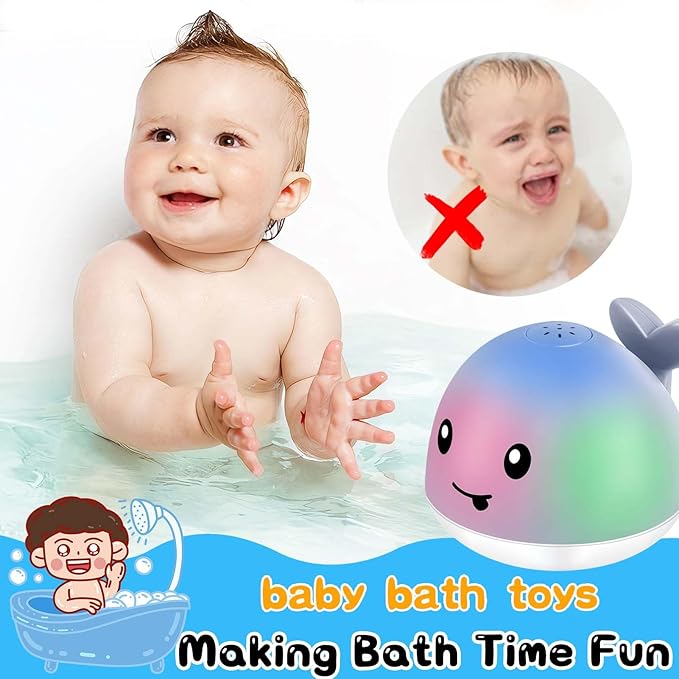 Bath Toys for Kids Ages 1-3 - Christmas Stocking Stuffers for Toddlers - 1 Year Old Girl Boy Gifts 1st First Birthday Gifts - Light Up Whale Sprinkler Bathtub Water Pool Toys for Babies 6-12-18 Months