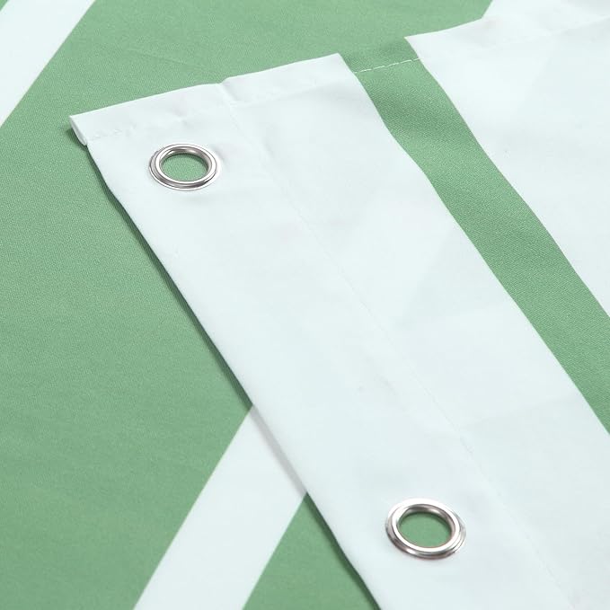 Green Shower Curtain 78 Inches Long, Sage Green and White Stripe Waterproof Polyester Shower Curtains for Bathroom, 72x78 Inches