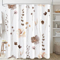 Gibelle Watercolor Floral Shower Curtain, Brown Beige Flower Shower Curtain for Bathroom, Modern Minimalist Waterproof Fabric Shower Curtain Set 72x72 Inch
