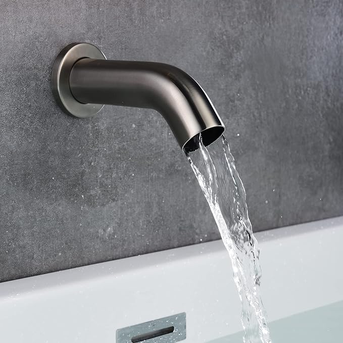 sumerain 3 Handle Wall Mount Tub Faucet with Sprayer, High Flow Waterfall Bathtub Faucet Brushed Nickel