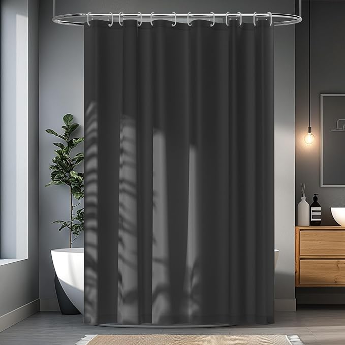 72 x 78 inch Extra Long Fabric Shower Curtain Liner Charcoal Grey, Waterproof Cloth Shower Liner with 3 Large Magnets, Bathroom Dark Grey Long Shower Curtain Liner Machine Washable