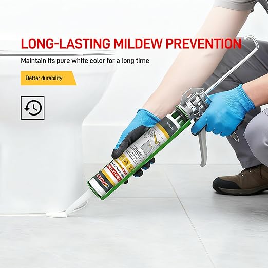 VGS 798 Professional Silicone Sealant Caulk 10.15 Oz Cartridge, 1 Pack - for Kitchen & Bathroom 100% Waterproof Silicone Sealant, Shrink-Resistant & Crack-Resistant