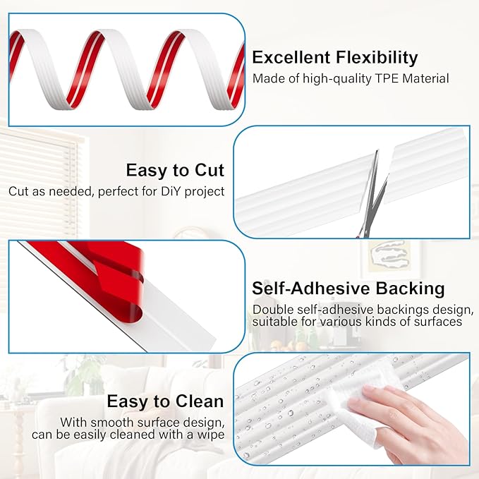 40FT Flexible Wall Corner Protector Moulding Trim, Peel and Stick Inside & Outside Wall Corner Guards Edge Protector,Self Adhesive Molding Trim Strip for Edge Ceiling
