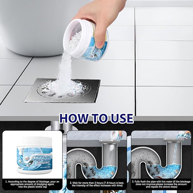 Sink Drain Hair Clog Remover Cleaner, Powerful Unclogging Sink Hair Cleaner, Bathroom Shower Pipeline Dredging Agent, Drain Opener for Kitchen (260g)