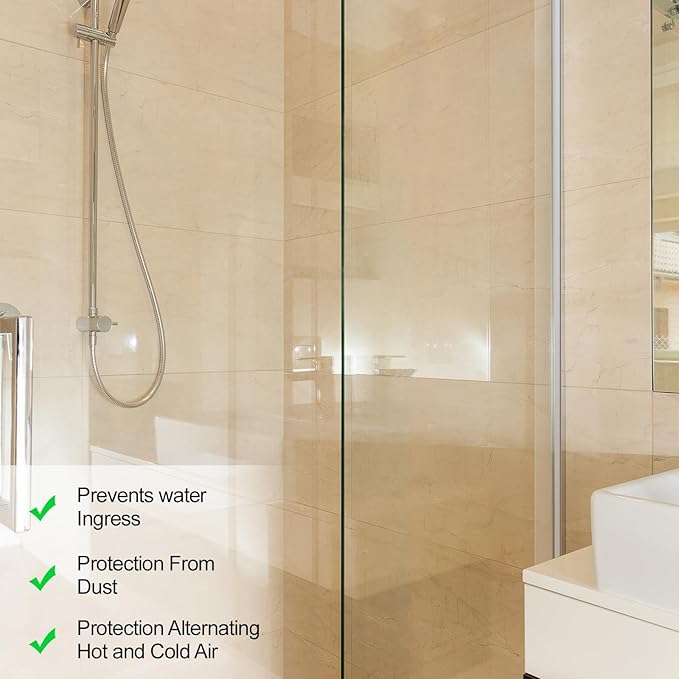 2 Pcs Long Clear Vinyl L-Type Seal Strip with Pre-Applied Self Adhesive Shower Threshold Water Dam Barrier Bathroom Glass Door Seal Strip for Gap Frameless Shower Door
