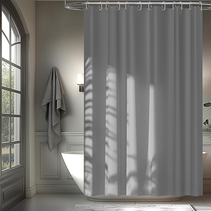 72 x 84 inch Extra Long Waterproof Fabric Shower Curtain Liner, Light Grey Cloth Shower Liner with 3 Large Magnets, Tall Bathroom Shower Curtain Lightweight Machine Washable