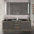 52IN Modern Bathroom Vanity - Wall-Mounted Bathroom Cabinet with LED Light | Intelligent Defogging Mirror Cabinet Includes Time Display Function, 2 Drawers & 2 Storage Cabinets (Style B)