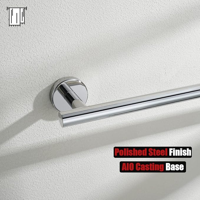 JQK Chrome Towel Bar, 20.5 Inch 304 Stainless Steel Thicken 0.8mm Towel Rack Bathroom, Towel Holder Polished Finished Wall Mount, Useable Length 18 Inch, TB110L18-CH