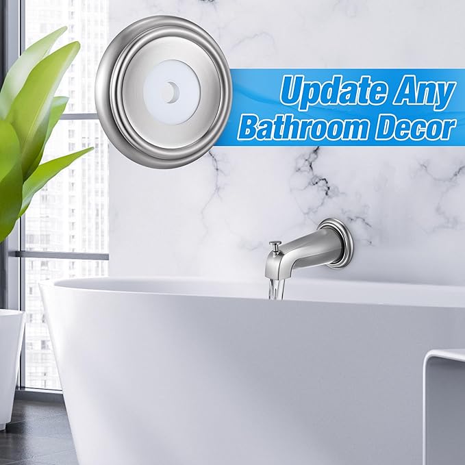 Dreyoo Metal Tub Spout Cover Ring, Bathtub Spout Trim Plate Ring with 1 Pcs Foam Gasket, 1-1/2 Inch ID and 3-5/8 Inch OD(Brushed Nickel)