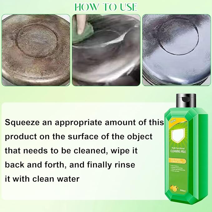 Cleaning Milk House Cleaner,Powerful Multifunctional Concentrated Cleansing Lotion,Effective Cleaning Milk for Household Kitchen to Heavy Oil Stains,Multi-purpose Oils Stain Cleaner（300ml/10.6oz）