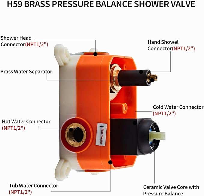 8 inch Matte Black Shower System with Tub Spout, Shower Faucet Set with Rain Shower Head and Handheld 3-Setting, Waterfall Bathtub Spout Rainfall Shower Combo Set for Bathroom Wall Mounted