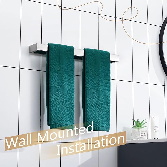 KOKOSIRI Towel Holder Chrome Bath Towel Bar Rack 16-Inch Kitchen Holder Polished Stainless Steel for Bathroom Hardware Wall Mounted, 1 Pack B4008CH-L16