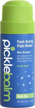 PickleBalm Pickleball In-Game Muscle Pain Relief Roll-On with 4% Lidocaine, Arnica, Menthol, Cucumber Seed Extract for Shoulders, Knees, Wrists, and More, 3.4oz Roll-On Applicator
