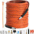 Sewer Jetter Kit for Pressure Washer 200FT,5800psi Drain Cleaner Hose 1/4 Inch Npt Corner, with 5 Sewer Jetting Nozzles Sealing Tape Pearl Corsage Pin Spanner Glove Drain Snake