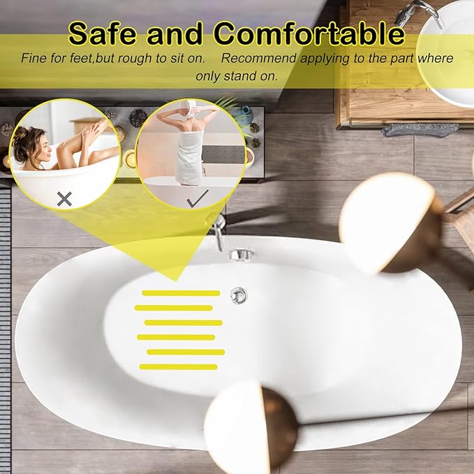 S&X Non Slip Bath Stickers,Gritty Textured Slip-Resistant Treads,0.75-Inch by 11-Inch,12 Strips Per Pack (Yellow)