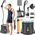 Portable Shower with Heater 1500W Camping Water Heater with Shower Head 3 Spray Modes, 6000mAh Rechargeable Shower Pump with LED Display Foldable Bucket Outdoor Showering for Hiking RV Car Travel Pet