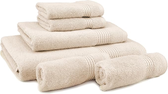 EastNBlue Lara Premium Towel Set 6 Piece - Soft & Highly Absorbent Bathroom Towel Set, 100% Luxury Turkish Cotton, Flannel Bath Towels, 1 Bath Towel, 1 Hand Towel, 4 Washcloths - White