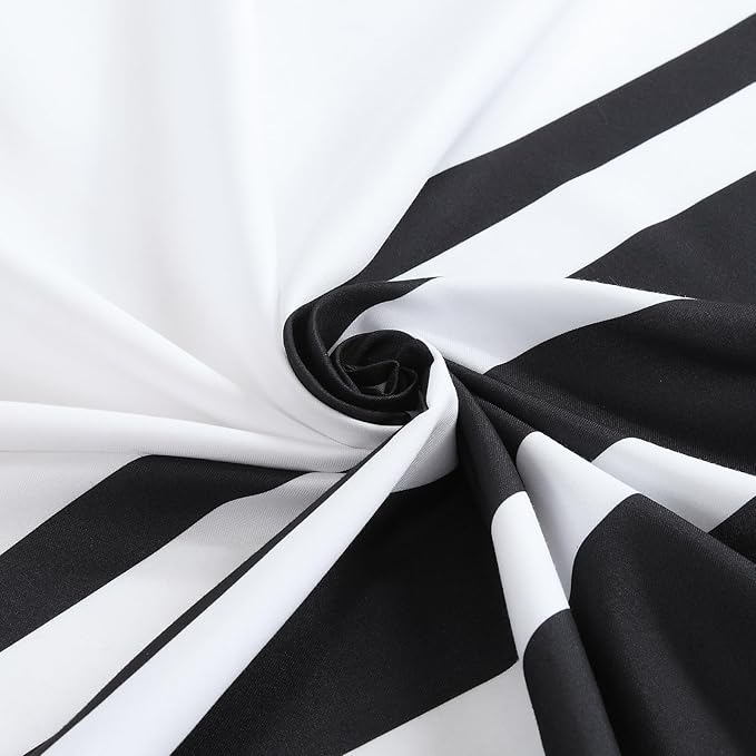 72x90 Inch Extra Long Shower Curtain, White and Black Ombre Striped Waterproof Fabric, Modern Hotel Spa Design with 12 Rustproof Grommets & Weighted Hem