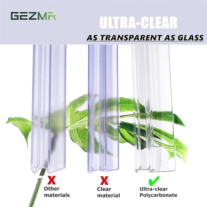 2-Pack Ultra Clear Shower Door Bottom Seal (1/4'' X 39'', Polycarbonate) Frameless Glass Shower Door Seal Strip Shower Door Sweep - Stop Shower Leaks and Create a Water Barrier