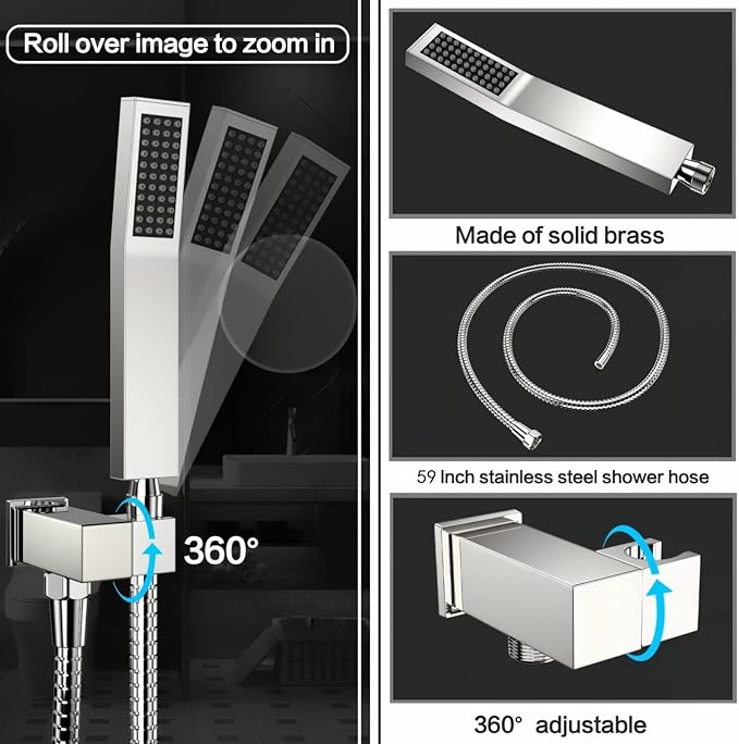 Shower System Wall Mounted 10 inch for Bathroom,Rain Shower Combo Set with Handheld Spray,Luxury Rainfall Shower Head Rough-in Valve and Trim Included(Chrome Polished)
