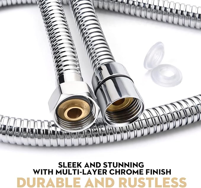 Shower Hose Extra Long 99 Inches Stainless Steel Handheld Shower Head Hose with Brass Insert and Nut - Durable and Flexible
