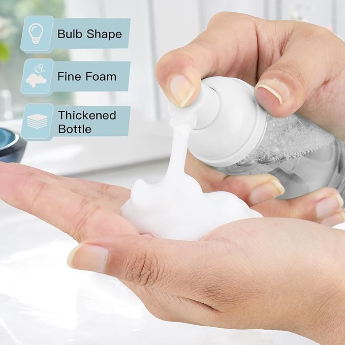 2oz Foam Bottle, Empty Travel Foaming Pump Dispenser for Hand Soap, Lash Cleanser, Shampoo (3PCS, Clear)