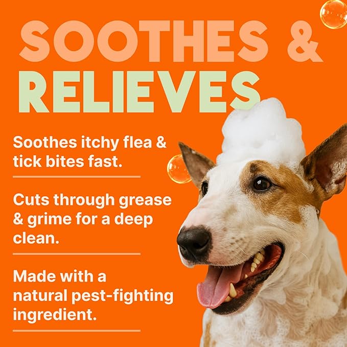 TropiClean Citrus Flea & Tick Shampoo for Dogs, Soothing Bite Relief, Fresh Citrus Scent, Made in the USA, 20oz.