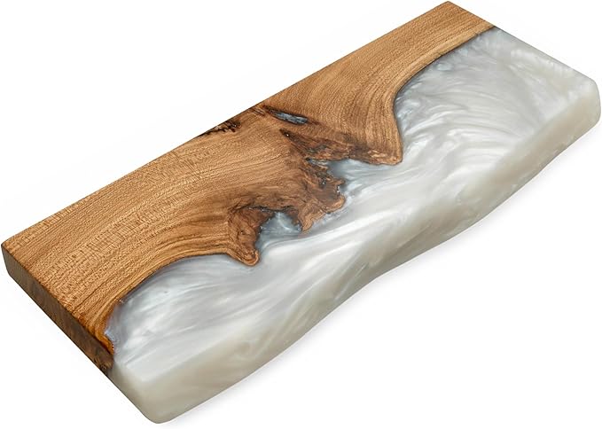 RWA Live Edge Floating Shelf – Unique Wood Floating Shelf for Wall Decor, Living Room, Bedroom, or Bathroom – Stylish Decorative Wall Shelves for Home & Office (Live Edge, Pearl - 12x6)