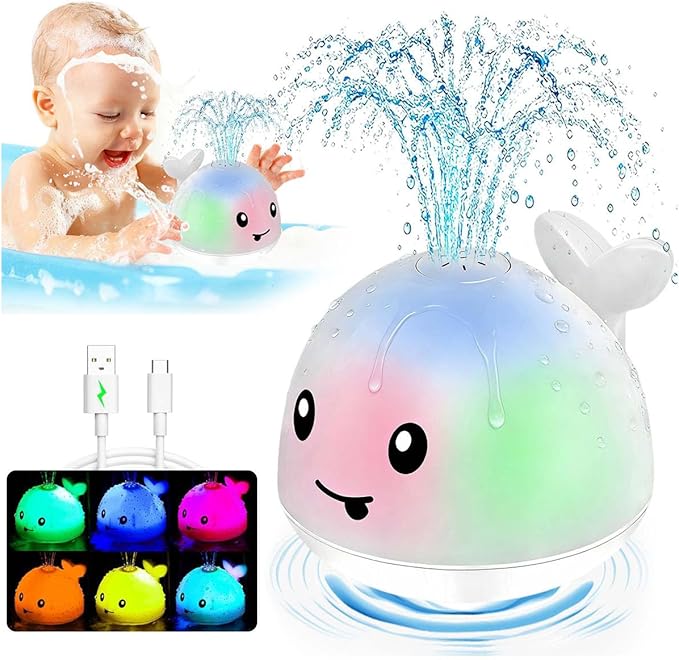 Light Up Toddler Bath Toys - 1 2 3 Year Old Girl Boy gift - Birthday Gifts Water Table For Toddlers 1-3 - Whale Water Spray Toy - Toys For Ages 0-2 - Infant Bathtub Floating Pool Toy 6-12-18 Months