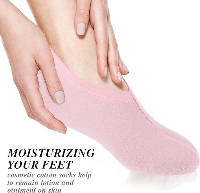 3 Pairs Foot Moisturiser Socks Overnight, Spa Cotton Socks for Foot Cream, Lotion Sock for Moisturising for Dry Feet Care, Moisturising Sock for Cracked Heel Repair Women Men (Pink)