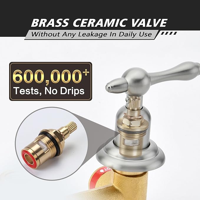 SUMERAIN Brushed Nickel Wall Mount Bathtub Faucet with Handheld Sprayer Traditional Tub Filler with Rough-in Valve