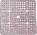 ENKOSI Large 27 x 27 inch Square Non-Slip Shower Mat - Anti Slip Shower Stall Mat for Elderly and Young - Durable Shower Mat with Strong Secure Suction Cups and Drain Holes (27x27 Clear Grey)